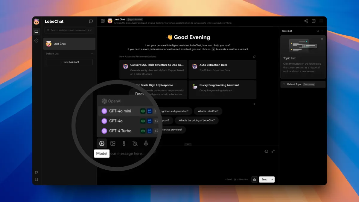 GPT-4o mini LobeChat'te kullanımı