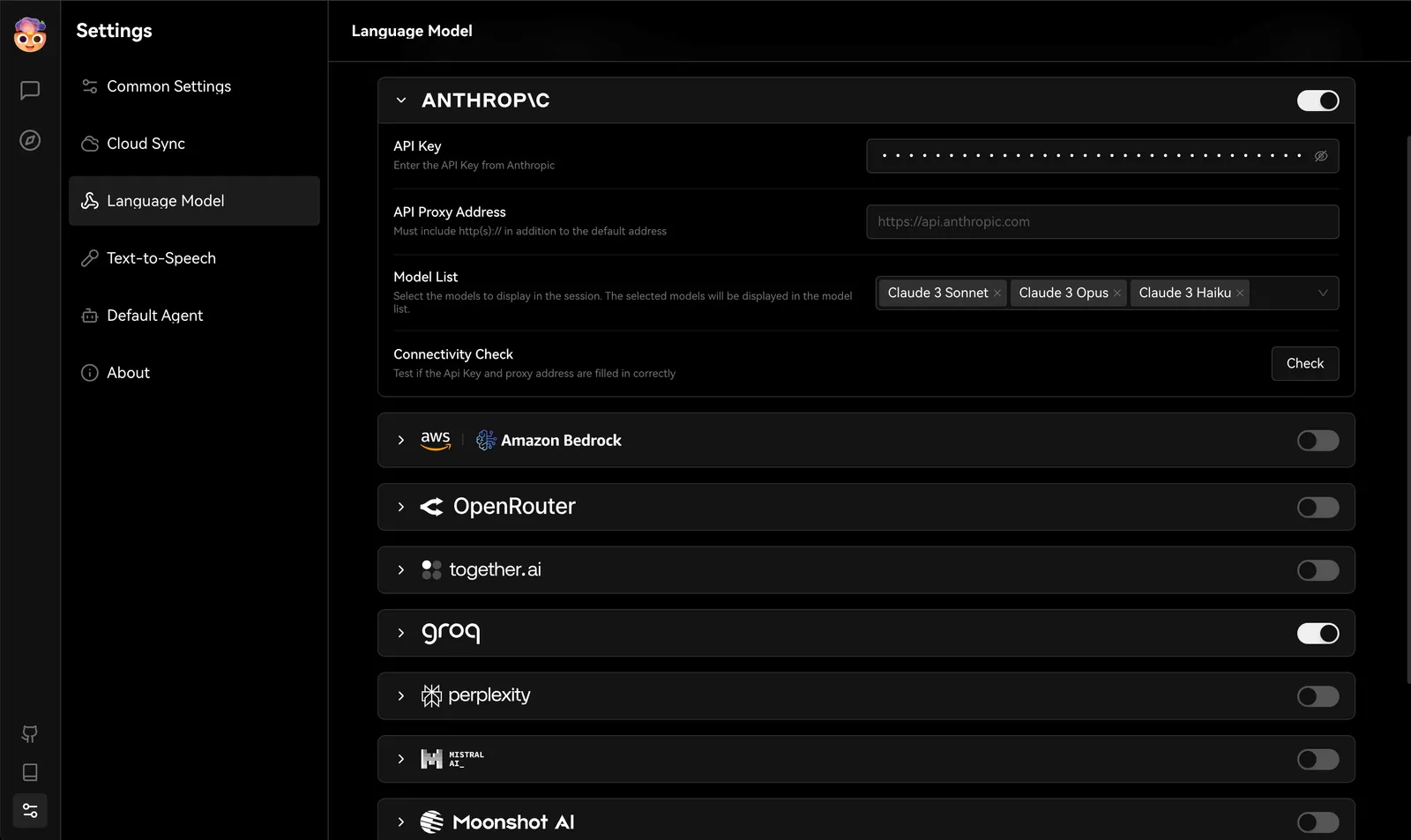 Enter Claude API in LobeChat