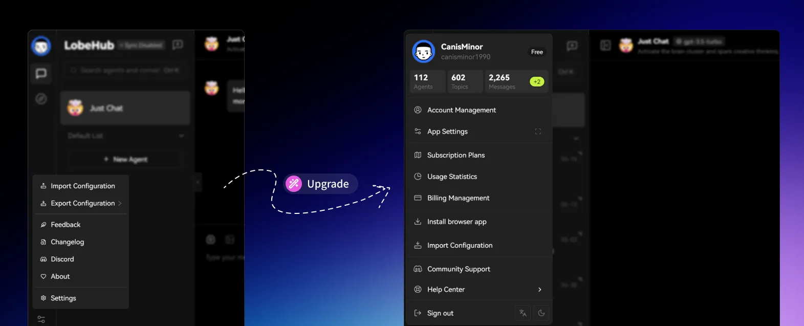 Actualización del panel de configuración a panel de usuarios