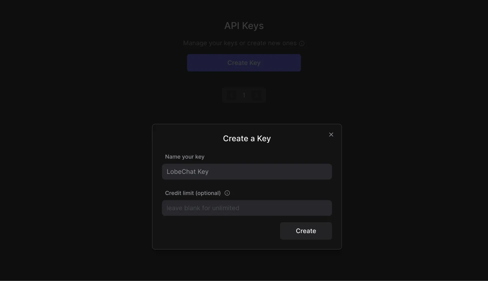 创建 OpenRouter Key