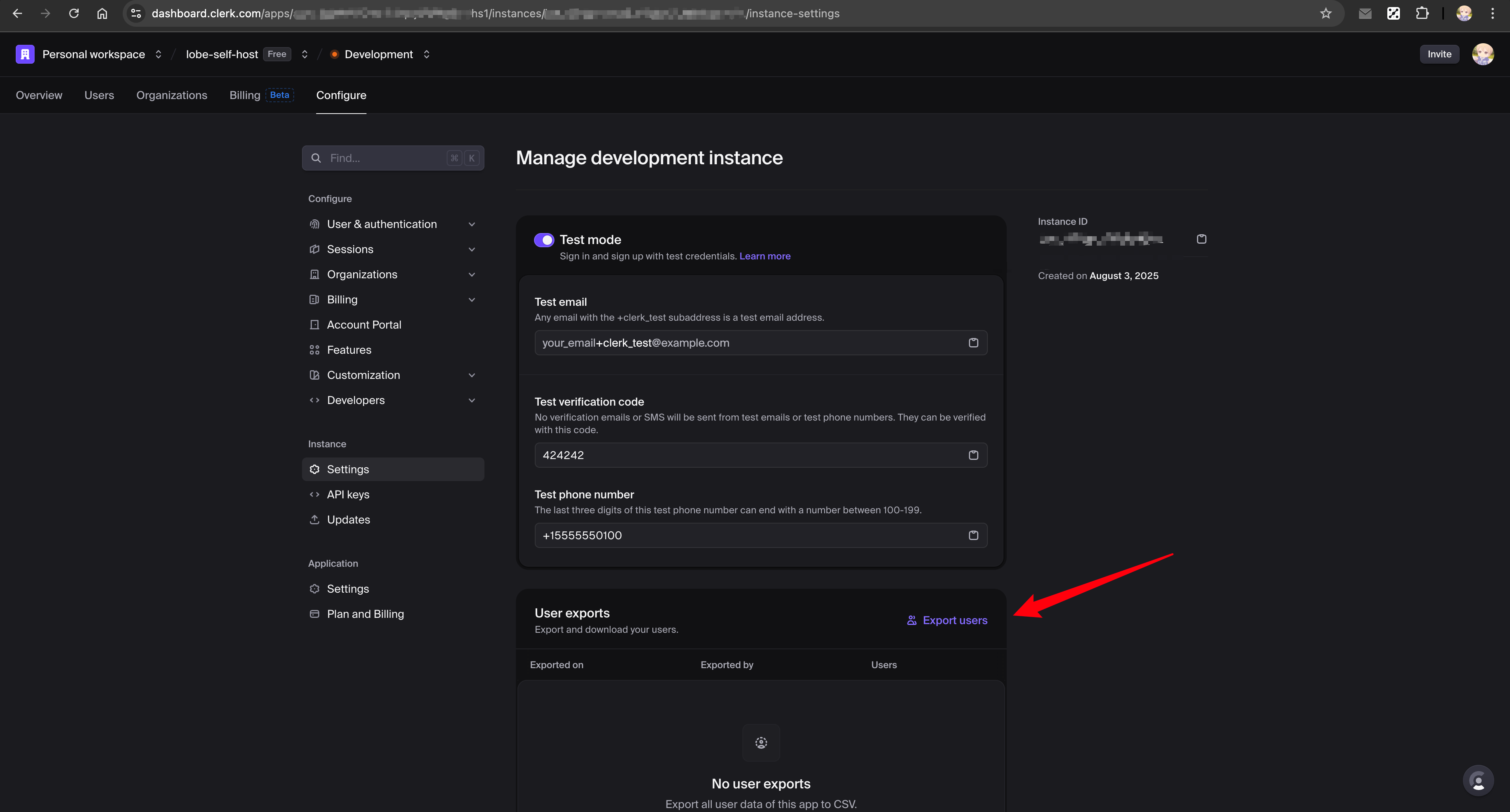 Clerk Dashboard - Export Users CSV